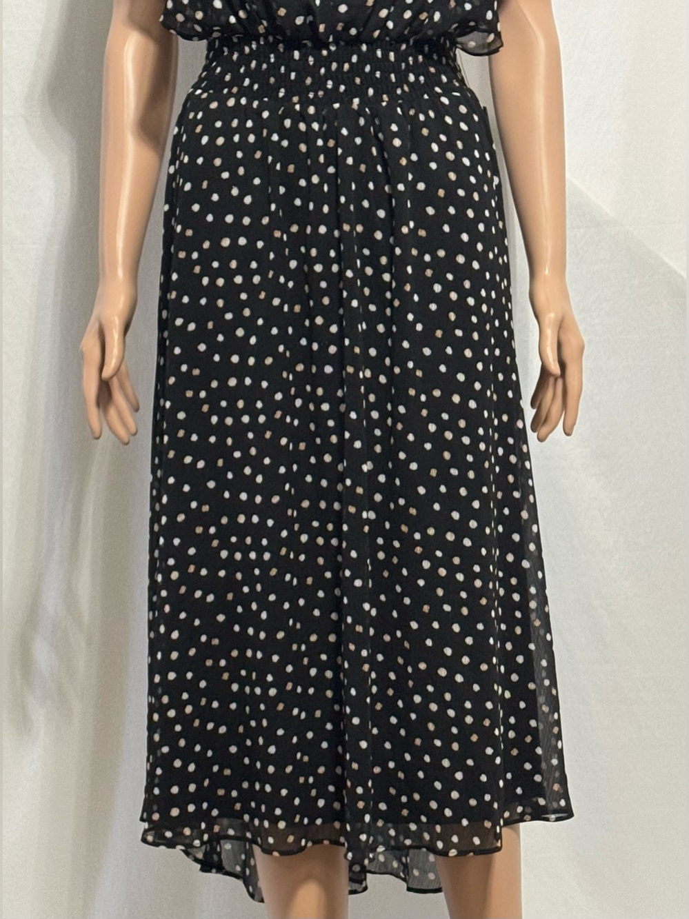 DKNY Women’s Printed Flutter-Sleeve Dress Black Multi Midi Size 4 - Picture 4 of 8